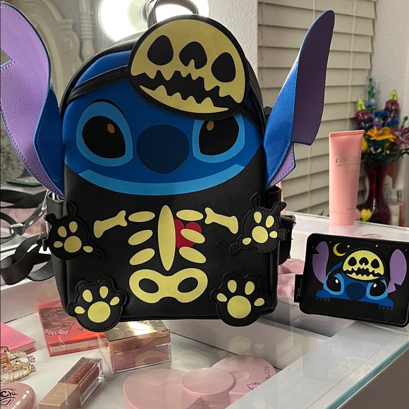 Her Universe Handbags - Never used Disney Stitch glow in the dark Skeleton Backpack and Wallet Set